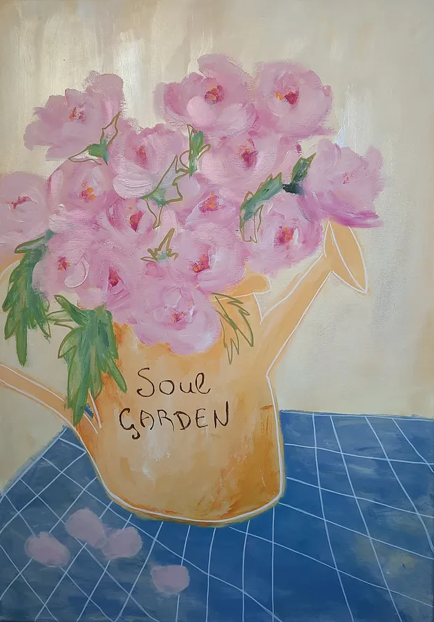Зображення "Soul Garden" від Daria Habich, розмір: 70х100 cm, матеріали: полотно, акрил, маркер, лак, медіум: Живопис, місто: Німеччина, серія: The soul Garden, ціна: €1280