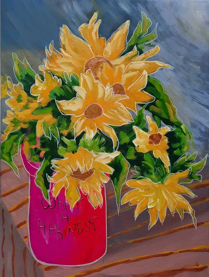 Obraz What a harvest autorstwa Daria Habich, rozmiar: 60x80 cm, wykonany z полотно, акрил, маркер, лак, medium Живопис, z Німеччина, część serii The soul Garden, cena: €970