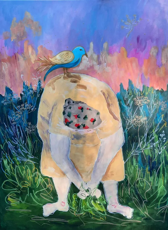 Image de Світанок на Івана Купала par Daria Habich, taille : 90х120 cm, fabriqué avec полотно, акрил, олійна пастель, лак, médium Живопис, de Німеччина, faisant partie de la série The soul Garden, au prix de €1890