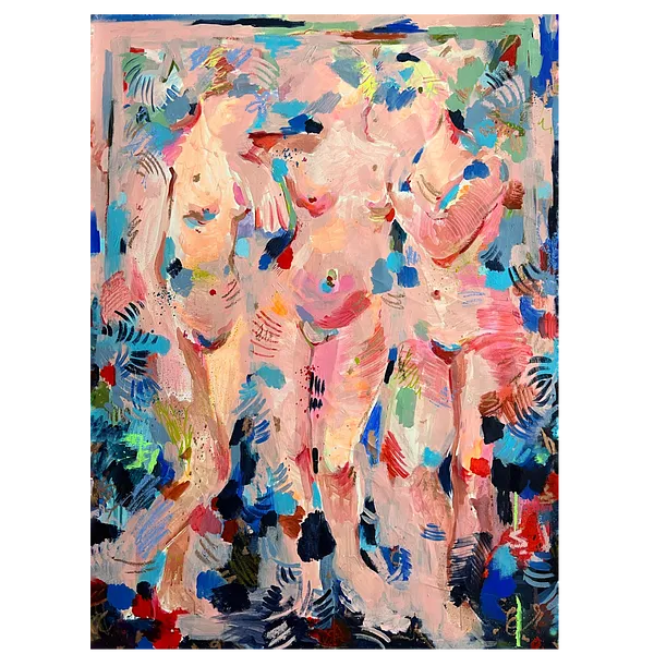 Imagen de The Three Graces  de Notuko, tamaño: 90x125, hecho de acrylic, medio Pintura, de Rivne , parte de la serie myths, con un precio de €850