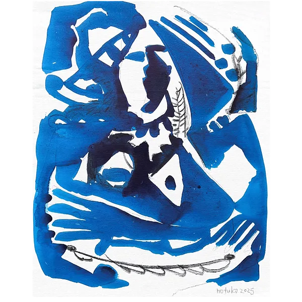 Imagen de lines de Notuko, tamaño: 35x50, hecho de Acrylic , medio Pintura, parte de la serie blue, con un precio de €220