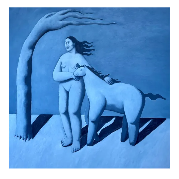 Obraz Untitled autorstwa Diana Ruban , rozmiar: 95 x 95 cm, medium Painting, część serii Blue women