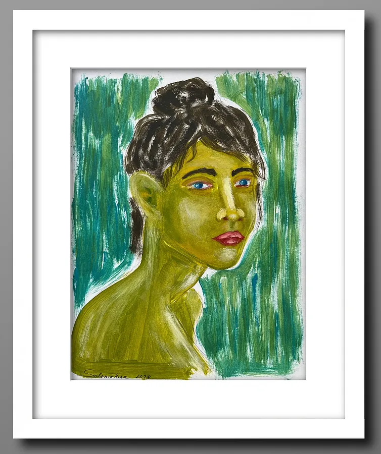 Image of Portraits.3 by Soloninkina, size: 21*27,5, made of Oil, paper, Painting medium, part of the Portraits series