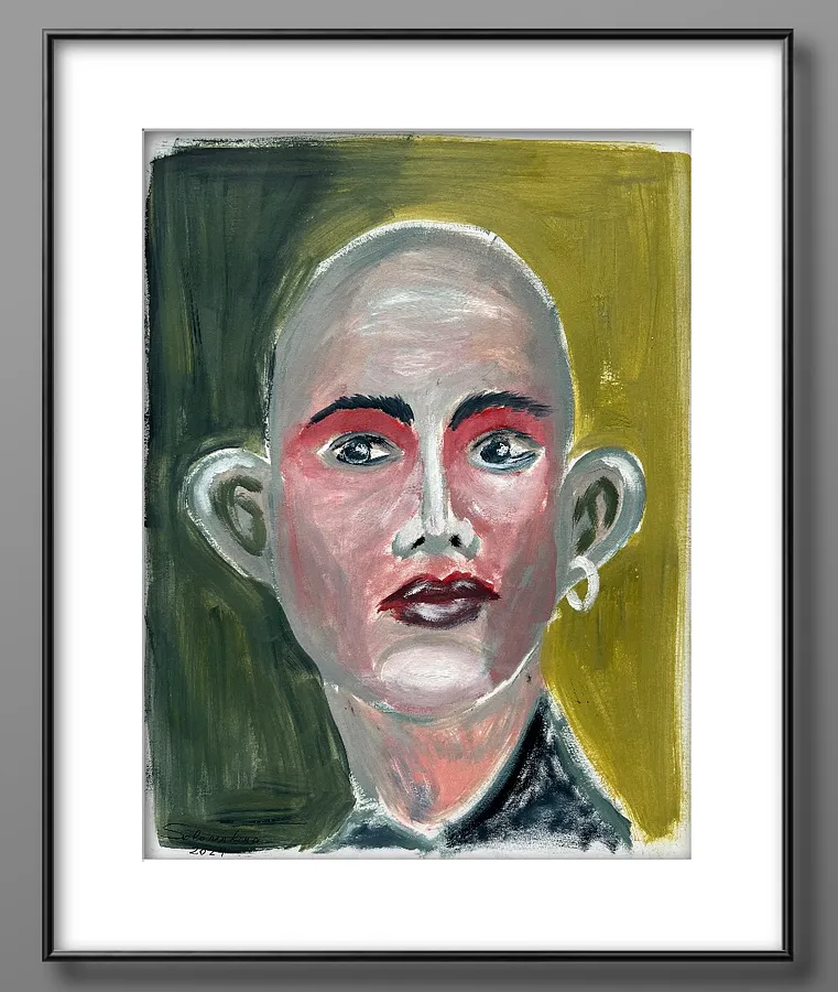 Image de Portraits.1 par Soloninkina, taille : 21*27,5, fabriqué avec Oil, paper, médium Painting, faisant partie de la série Portraits