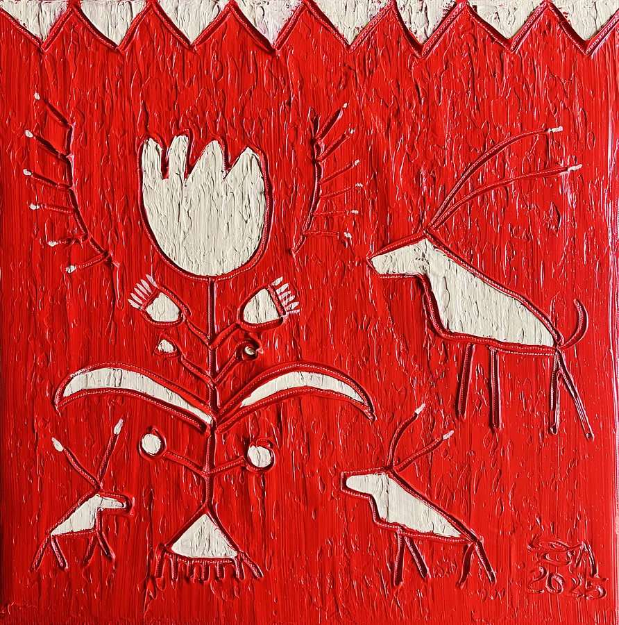 Bild von Untitled von Olha Dovhan-Levytska, Größe: 30x30, Painting Medium, Teil der Cave Art Serie, zum Preis von $150