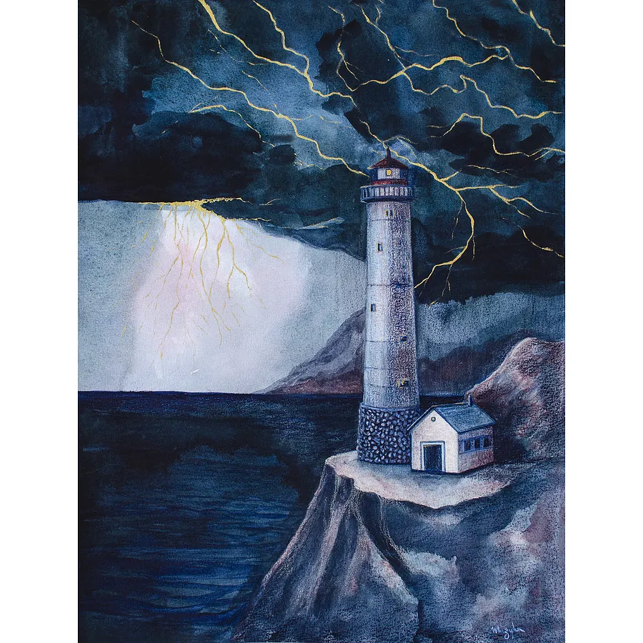 Imagen de Штормовий маяк de Oksana Muzyka, tamaño: 30*40 см, hecho de акварель, medio Графіка, de Київ, parte de la serie Карта Внутрішніх подій, con un precio de $300