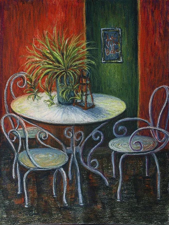 Imagen de Кафе в Котіняку de Oksana Muzyka, tamaño: 30*40 см, hecho de акварель, олійна пастель, medio Графіка, de Київ, parte de la serie Мандри всередину себе, con un precio de $300