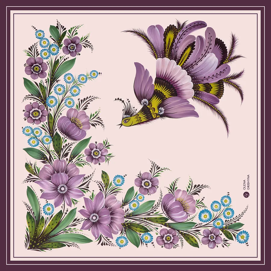 Image of Mriia. Large | 95x95 cm by Olena Grishyna, size: 95х95 см, made of silk, Silk scarves medium, priced at €93