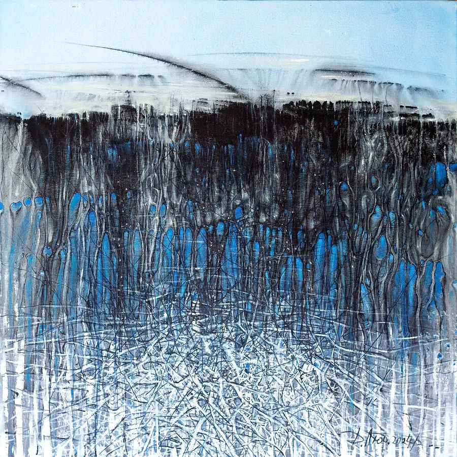 Obraz Land 2 autorstwa Ludmiła Dawydenko, rozmiar: 100х100, wykonany z oil/canvas, medium Malarstwo, część serii Synergetics, cena: €1500