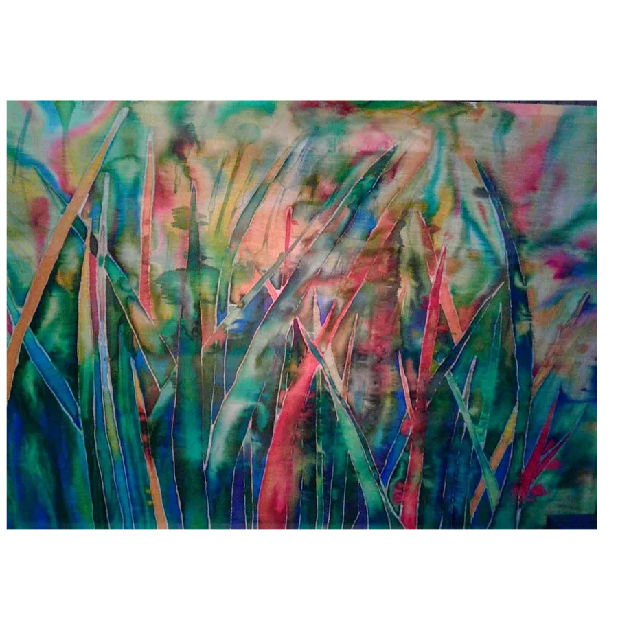 Image of "Breath" by Tetiana Kononenko (Tanta), size: 60х80 см, made of Cotton-silk, acrylic, reserve, batik, free painting, batik medium, from Sumy, part of the "Batik" series, priced at $200