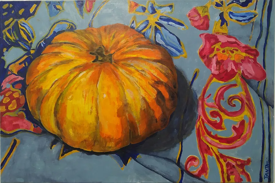 Image de "Це не просто гарбуз" 🎃 par Тетяна Кононенко (Танта), taille : 40х60 см, fabriqué avec полотно, акрил, лак, médium Живопис