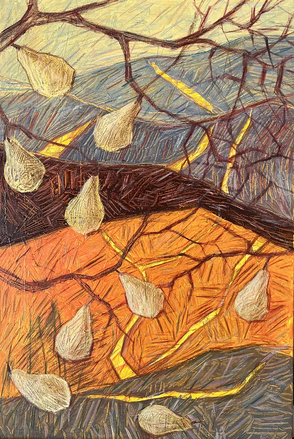 Imagen de Pears de Solomiya Ortynska, tamaño: 40x60 cm, hecho de олія на полотні, medio Pintura, de Львів, parte de la serie Про дім, con un precio de $150