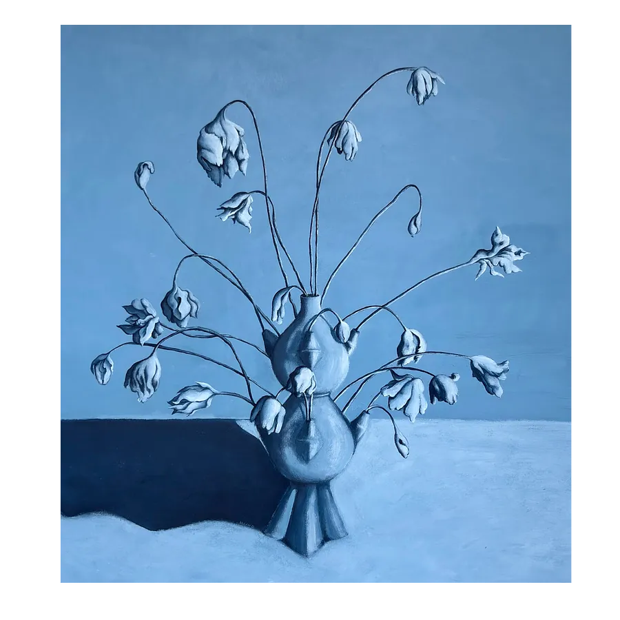 Bild von Flowers that wither von Diana Ruban , Größe: 90 x 82 cm, hergestellt aus canvas, acrylic, Painting Medium, aus Ukraine, Teil der Blue women Serie, zum Preis von $2700