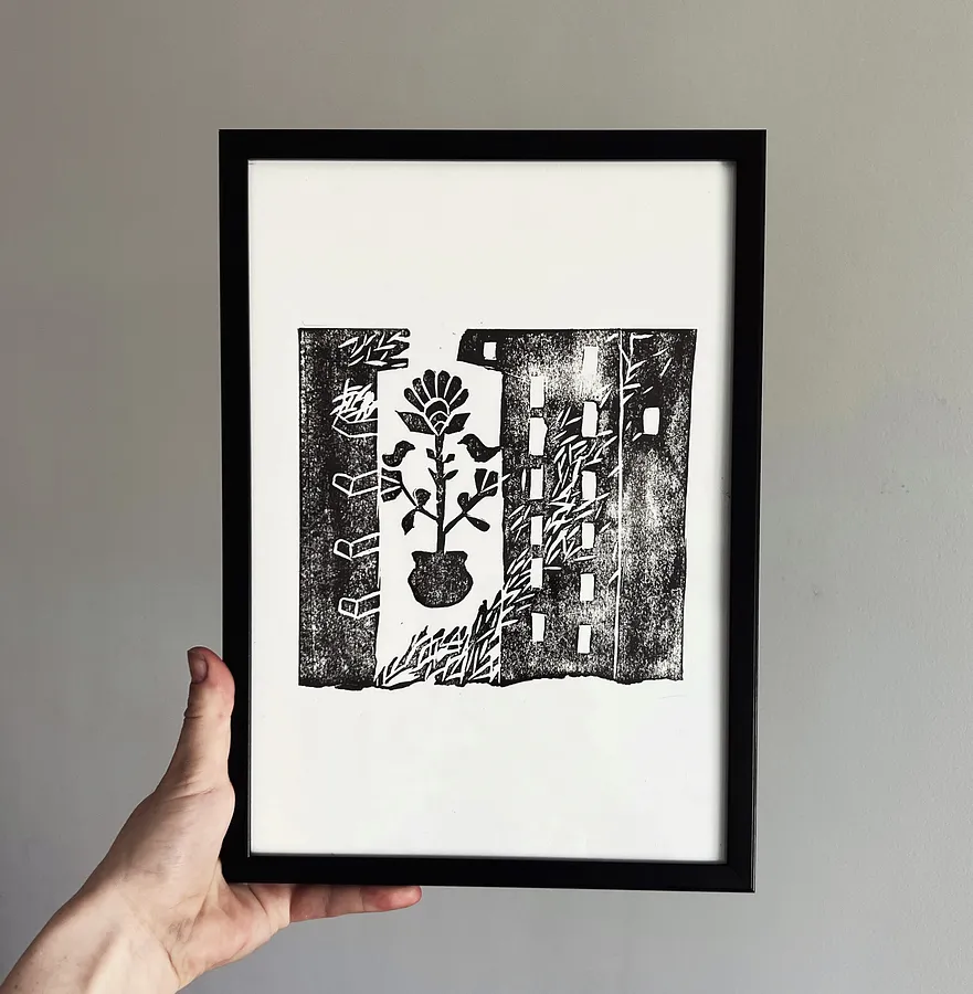 Immagine di Дім di Solomija Ortinska, dimensioni: 20x30, materiali: лінорит, medium: Графіка, città: Львів, serie: Про дім, prezzo: $50