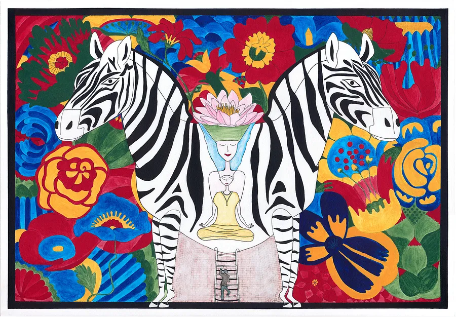 Image of Harmony by Anna Samoilovych, size: 70х100 cm, made of Canvas, acrylic, liner, Graphics medium, from Kyiv, part of the Balance series, priced at €950 (≈ 49,392 грн)