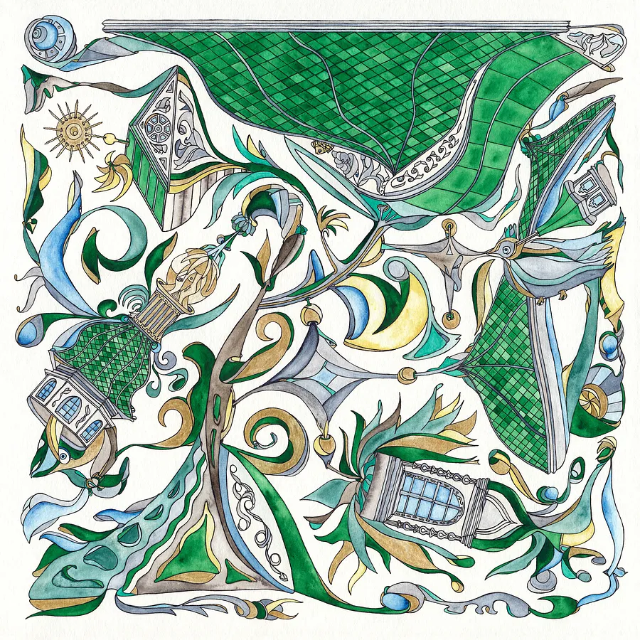 Imagen de Софійські контури de Anna Samoilovich, tamaño: 42x42 cm, hecho de Папір, лайнер, акварель, medio Obra gráfica, de Київ, parte de la serie Квітень, con un precio de €350 (≈ 18,120 грн)