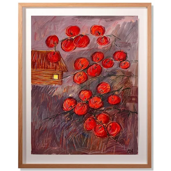 Imagen de Tomatoes  de Solomiya Ortynska, tamaño: 40x60cm, hecho de oil on paper, medio Pintura, de Lviv , parte de la serie Про дім, con un precio de $450