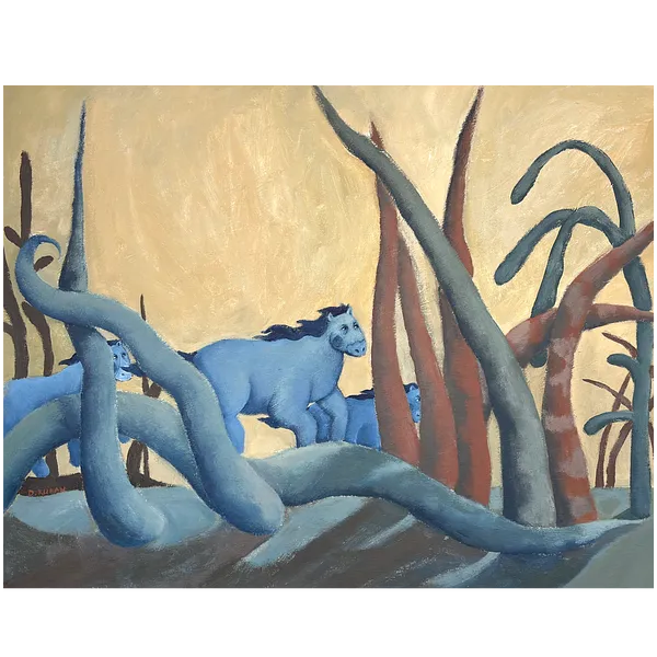 Imagen de Horses de Diana Ruban , tamaño: 60 x 50 cm, hecho de Canvas, acrylic., medio Painting, de Georgia, parte de la serie Blue women