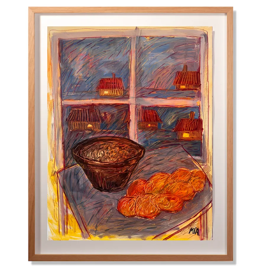 Immagine di Natale di Solomija Ortinska, dimensioni: 50x65 cm, materiali: olio su carta, medium: Pittura, città: Lviv, serie: Про дім, prezzo: $400