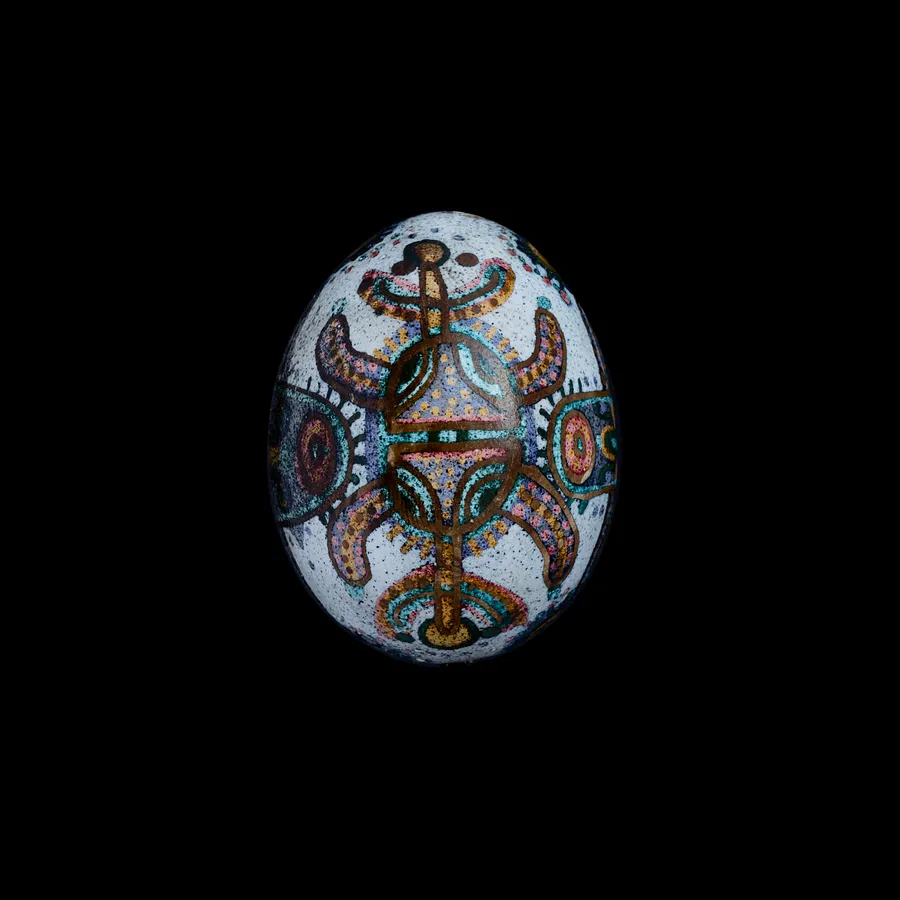 Image of берегиня 2017 by Синтез Традиції, made of віск, яйце, барвник, Писанки medium, from Львів, part of the зооморфні орнаменти series