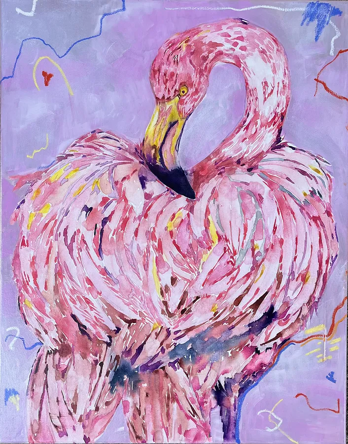 Image of Princess of Miami by Maryna Kovalchuk, size: 28 x 22 inches, made of Watercolor, acrylic, pastel, canvas, Painting medium, from Jacksonville, FL, priced at $460