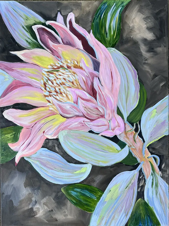 Image of King protea by Maryna Kovalchuk, size: 24 x 18 inches, Painting medium, from Jacksonville, FL, priced at $450