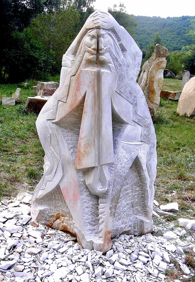 Image of INNER STRUGGLE by Roman Kykta, size: 1800/1000/1000 мм, made of Sandstone, Sculpture Symposiums medium, from village Busha, Yampilsky district, Vinnytsia region.