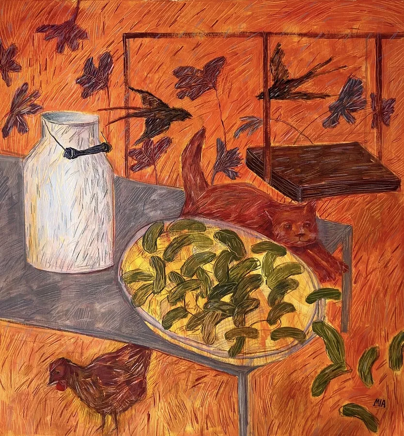 Imagen de Después de la cosecha de Solomiya Ortynska, tamaño: 85x95 cm, hecho de óleo sobre papel, medio Pintura, de Lviv, parte de la serie Про дім, con un precio de $500