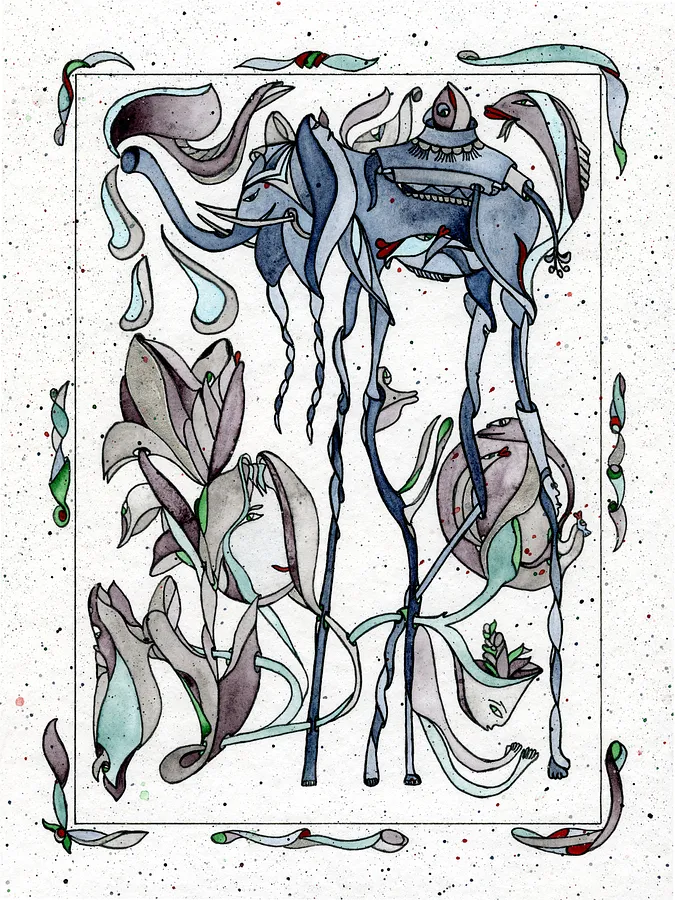 Image of Elephant 121 by Anna Samoilovych, size: 24х18 cm, made of Paper, liner, watercolor, Graphics medium, from Kyiv, part of the Solo series, priced at €170