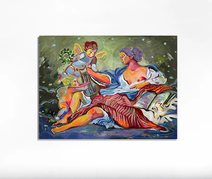Imagen de Alegoría de la música de Notuko, tamaño: 150x130, hecho de Acrílico, medio Pintura, de Rivne , parte de la serie myths, con un precio de €1500