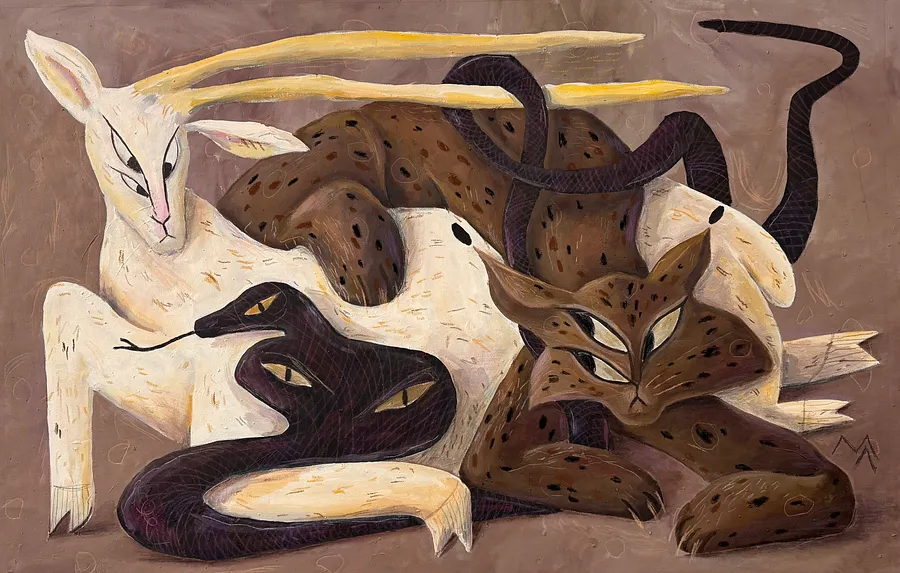 Image de "автопортрет" par Marta Leshak, taille : 90x140cm, fabriqué avec акрил, пастель, кольорові олівці, полотно, médium Peinture, de Львів