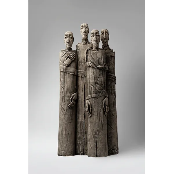 Obraz One next to one autorstwa Ludmiła Dawydenko, rozmiar: 54x25x11 , wykonany z chamotte, glaze, medium Rzeźba, część serii Holova/Head, cena: €800