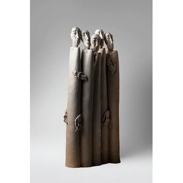 Imagen de One for one 2 de Liudmyla Davydenko, tamaño: 52x12x26, hecho de chamotte, glaze, medio Escultura, parte de la serie Holova/Head, con un precio de €1000