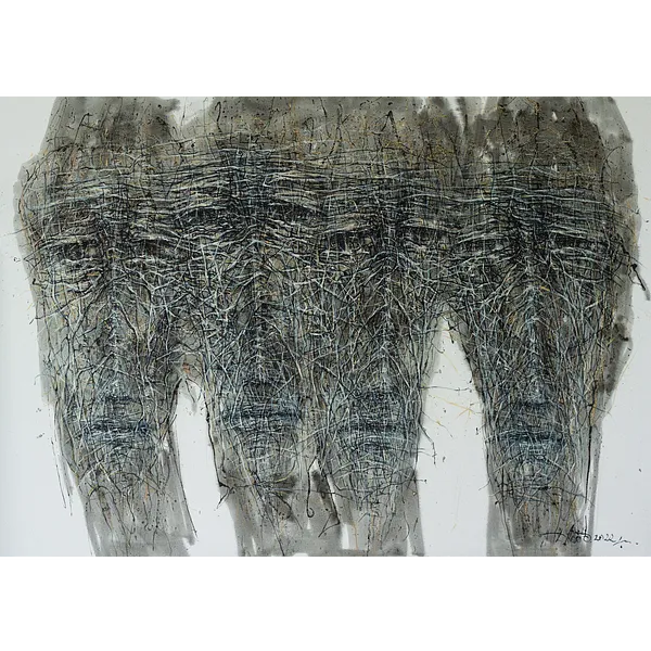 Image de Untitled par Liudmyla Davydenko, taille : 200х140, médium Painting, faisant partie de la série Holova/Head, au prix de $4000