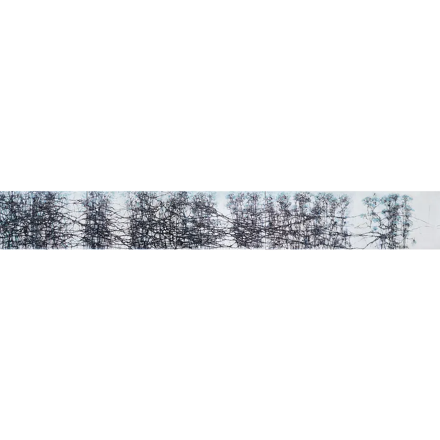 Bild von Stages pentaptych von Ljudmyla Davydenko, Größe: 100x300, hergestellt aus oil/canvas, Malerei Medium, Teil der Isolines Serie, zum Preis von €2000