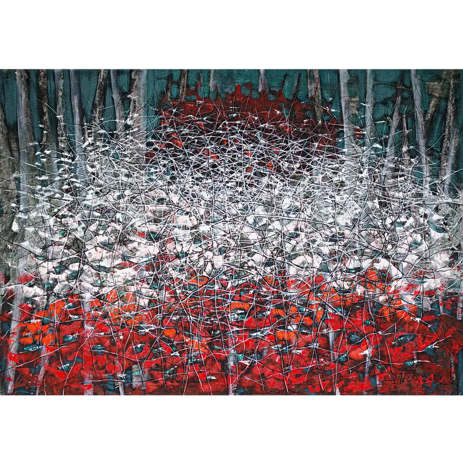 Bild von Сад von Ljudmyla Davydenko, Größe: 140x200, hergestellt aus oil/canvas, Malerei Medium, Teil der Isolines Serie, zum Preis von €4500