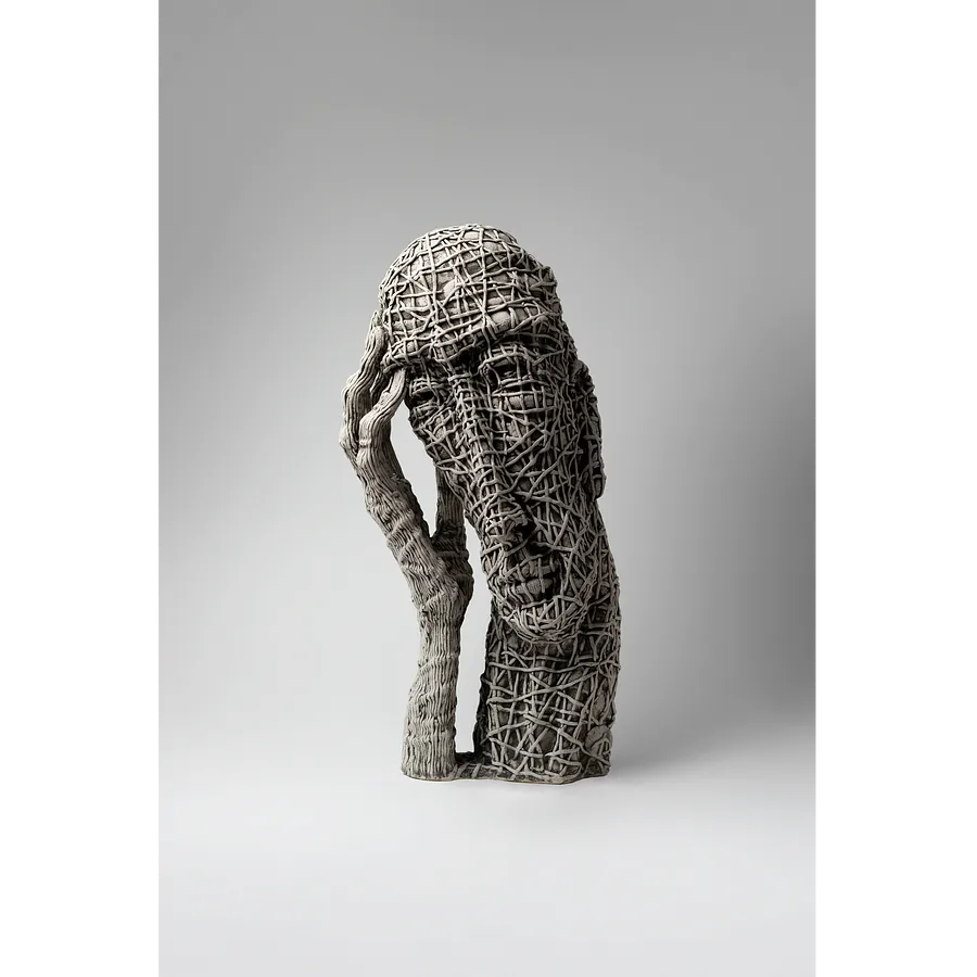 Bild von To admit von Ljudmyla Davydenko, Größe: 46х22х17, hergestellt aus chamotte, glaze, Skulptur Medium, Teil der Holova/Head Serie, zum Preis von €1200