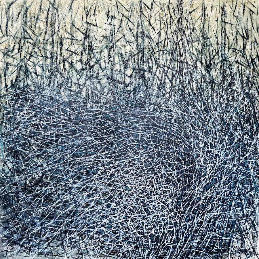 Image of Nest 1 by Liudmyla Davydenko, size: 140x140, made of oil/canvas, Painting medium, part of the Isolines series, priced at €3000