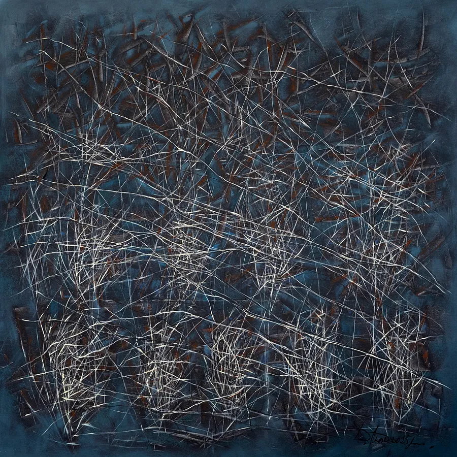 Bild von The reed von Ljudmyla Davydenko, Größe: 140x140, hergestellt aus oil/canvas, Malerei Medium, Teil der Isolines Serie, zum Preis von €3000