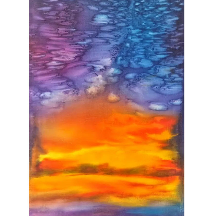 Image of Choose the name according to your mood, or I call it "Glow" by Tetiana Kononenko (Tanta), size: 80х50 см, made of Cotton-silk, aniline, batik medium, from Sumy, priced at $200