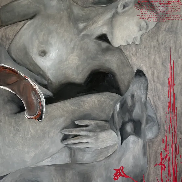 Image of Biological air alarm clock  by ANNA VERIKI, size: 105x80 cm, made of Oil on canvas , Painting medium, from Kyiv, Ukraine , part of the Series 1 series, priced at €2000