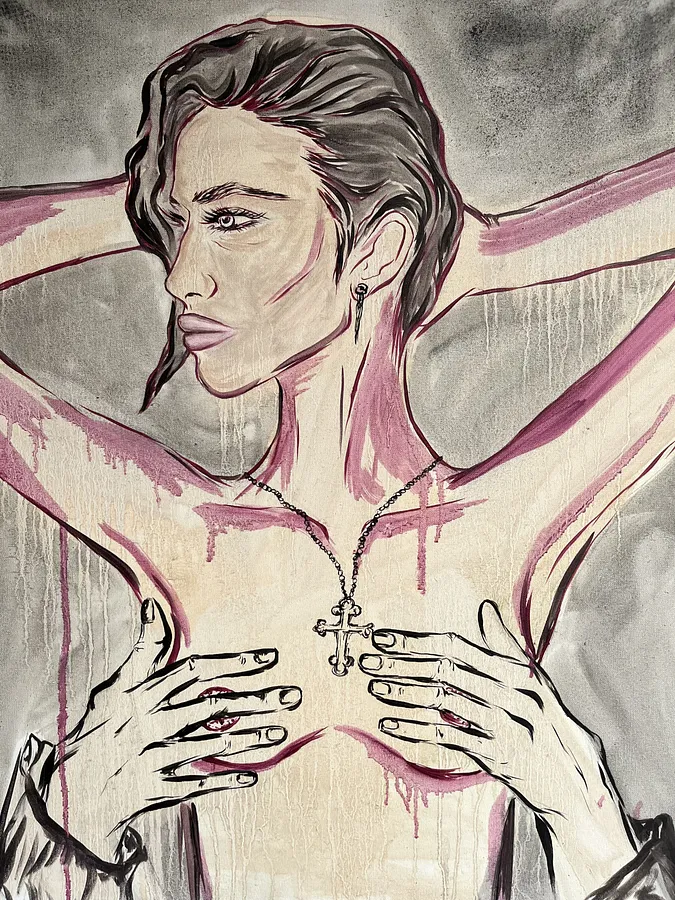 Immagine di “Cover me” I’m too hot di Ellada , dimensioni: 70*90, materiali: Oil on Canvas, medium: Painting, città: London, prezzo: $500 (≈ 22.619 грн)