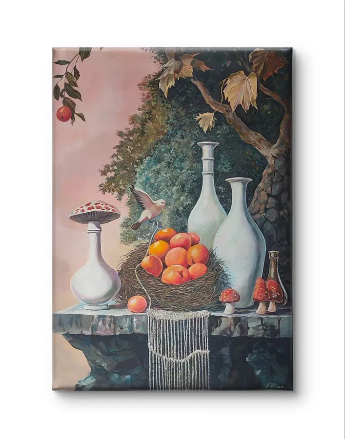 Bild von Untitled von Maksym Stasiuk, Größe: 70 cm x 100 cm, Painting Medium, Teil der Fantasy Still Life Serie, zum Preis von $1400