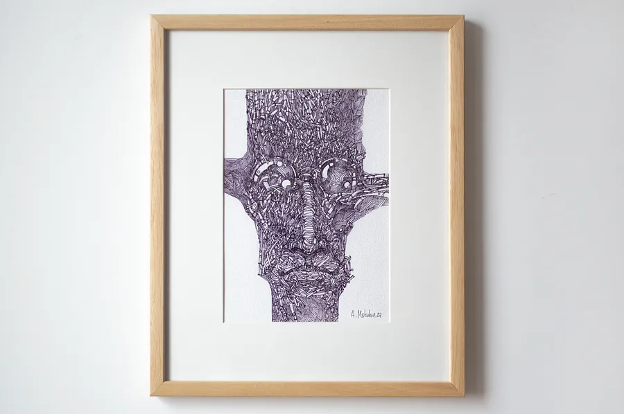 Imagen de Deep Purple de Oleksandr Makohon, tamaño: 33 х 27 см, hecho de кулькова ручка, папір, parte de la serie Portraits, con un precio de $100 (≈ 4,483 грн)
