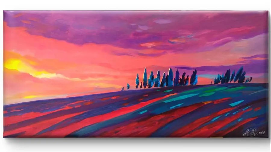 Image of Still Moving by Maksym Stasiuk, size: 50х30 см, made of Acrylic, Painting medium, from Lviv, part of the Colorfull Landscapes series, priced at $340