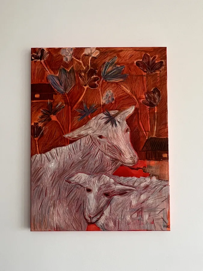 Image of Untitled by Solomiya Ortynska, size: 45x60, Painting medium, part of the Про дім series, priced at $250