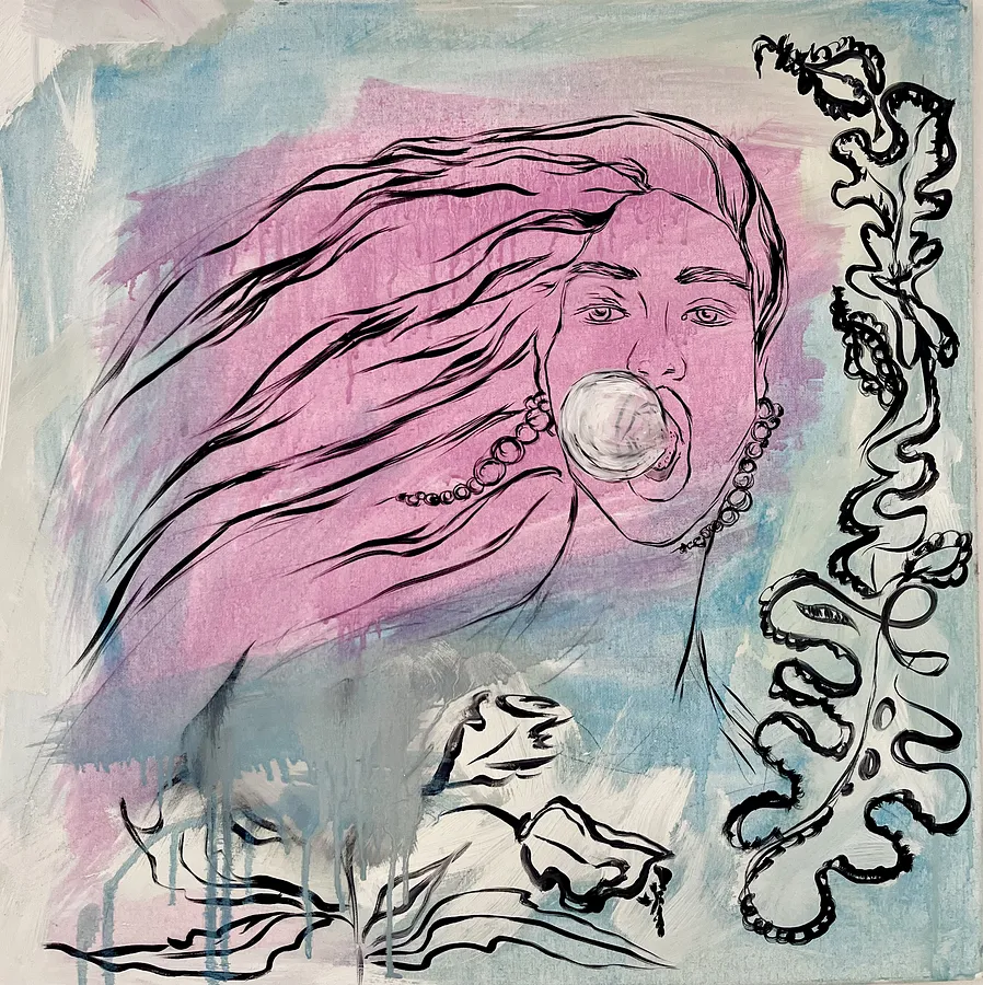 Obraz "Bubblegum" autorstwa Ellada , rozmiar: 60*60, wykonany z Oil on Canvas, medium Painting, z London, cena: $500 (≈ 22 517 грн)