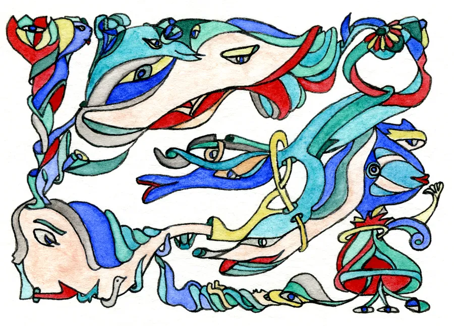 Obraz Untitled autorstwa Анна Самойлович, rozmiar: 6.4х8.9 cm, medium Графіка, część serii Таємничі сплетіння, cena: €60