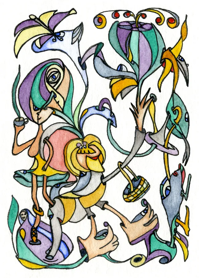 Obraz Untitled autorstwa Анна Самойлович, rozmiar: 8.9х6.4 cm, medium Графіка, część serii Таємничі сплетіння, cena: €60
