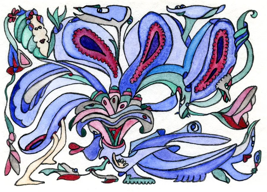 Obraz Untitled autorstwa Анна Самойлович, rozmiar: 6.4х8.9 cm, medium Графіка, część serii Таємничі сплетіння, cena: €60